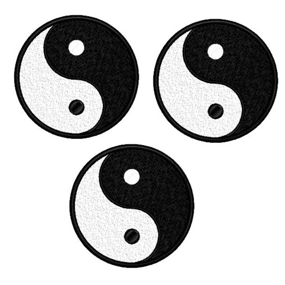 NEW 3-PACK YING YANG SYMBOL BADGES IRON ON PATCHES